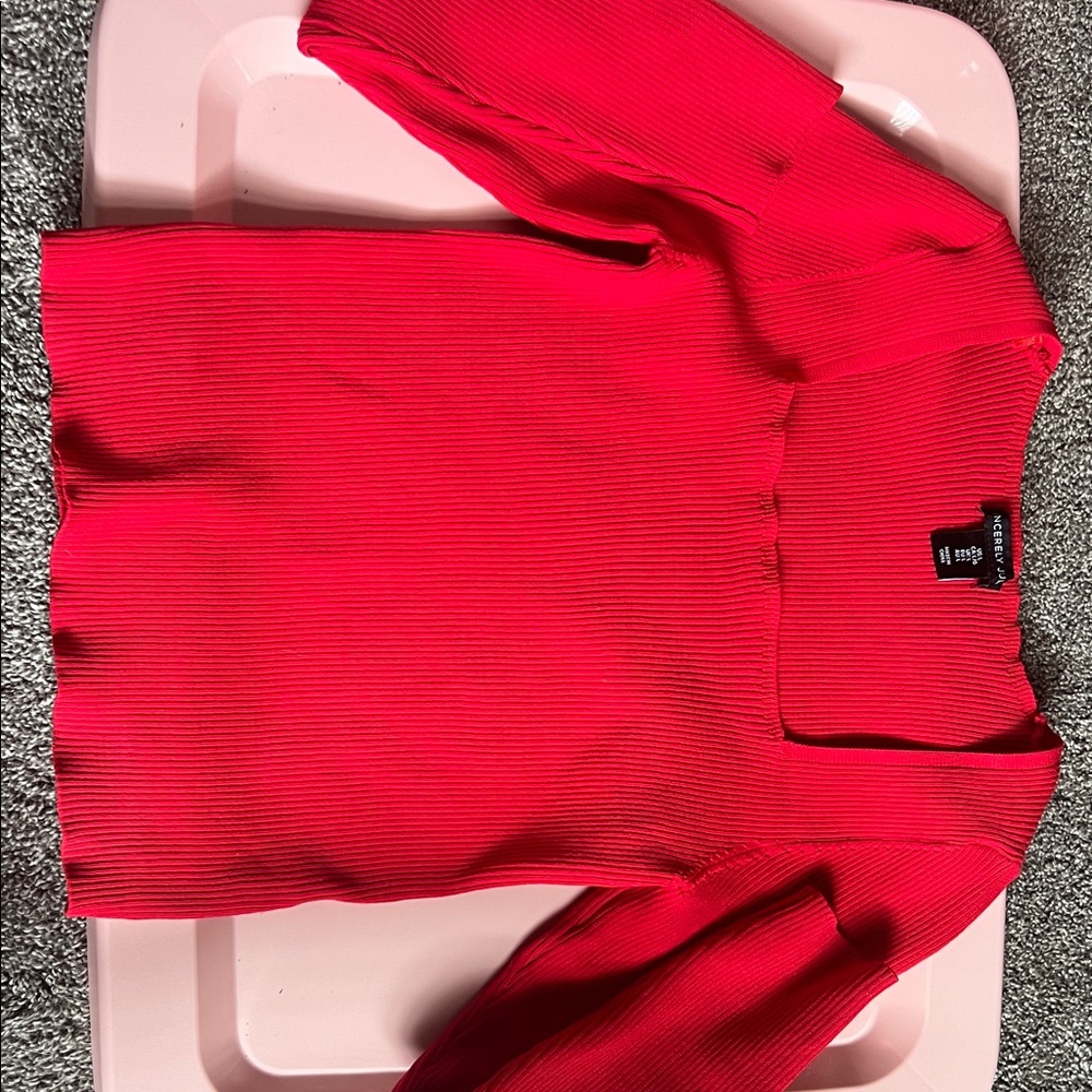INC International Concepts Bold Red Ribbed Square-Neck Top